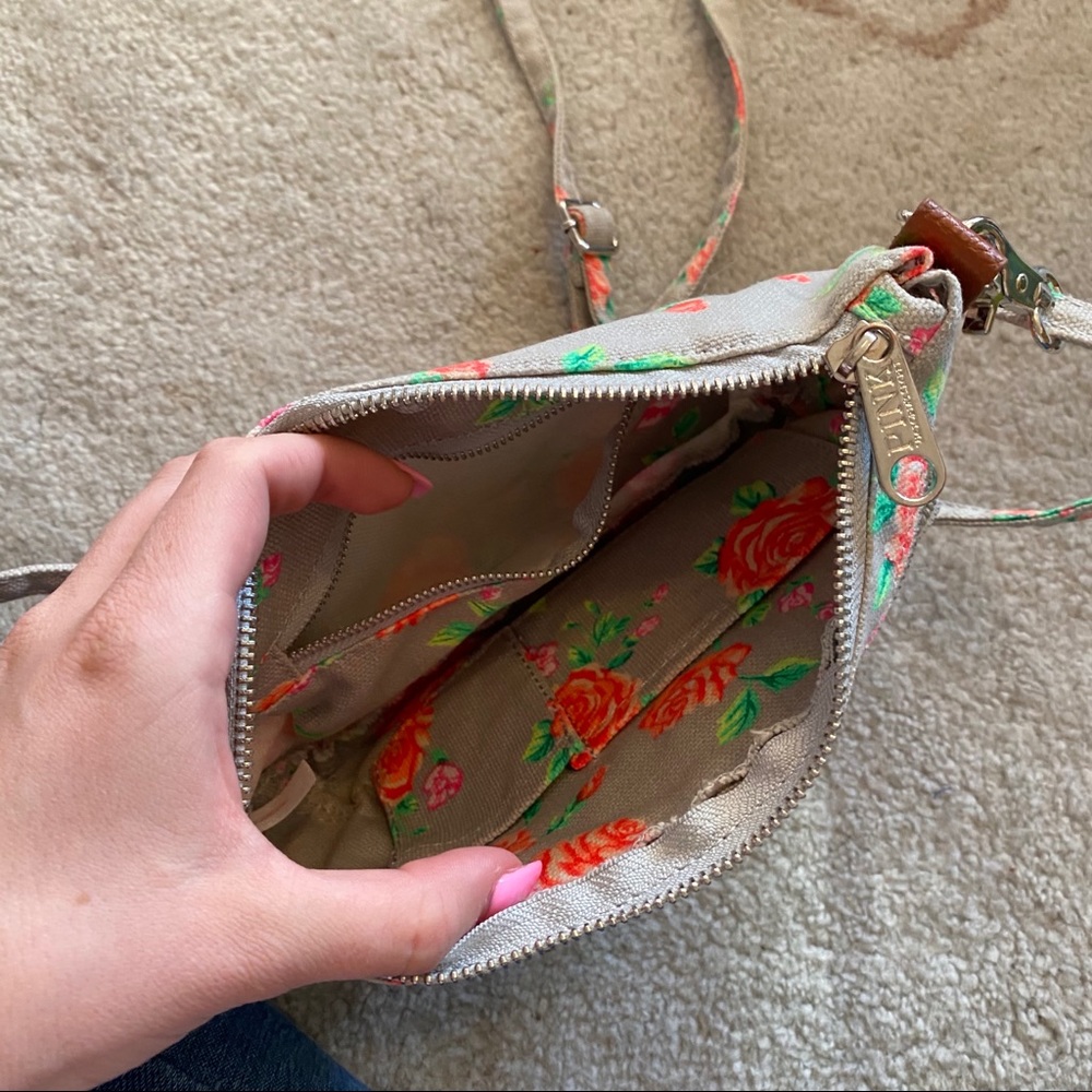 Victoria’s Secret pink gray floral mini purse neon flowers fanny pack travel y2k - Picture 4 of 4